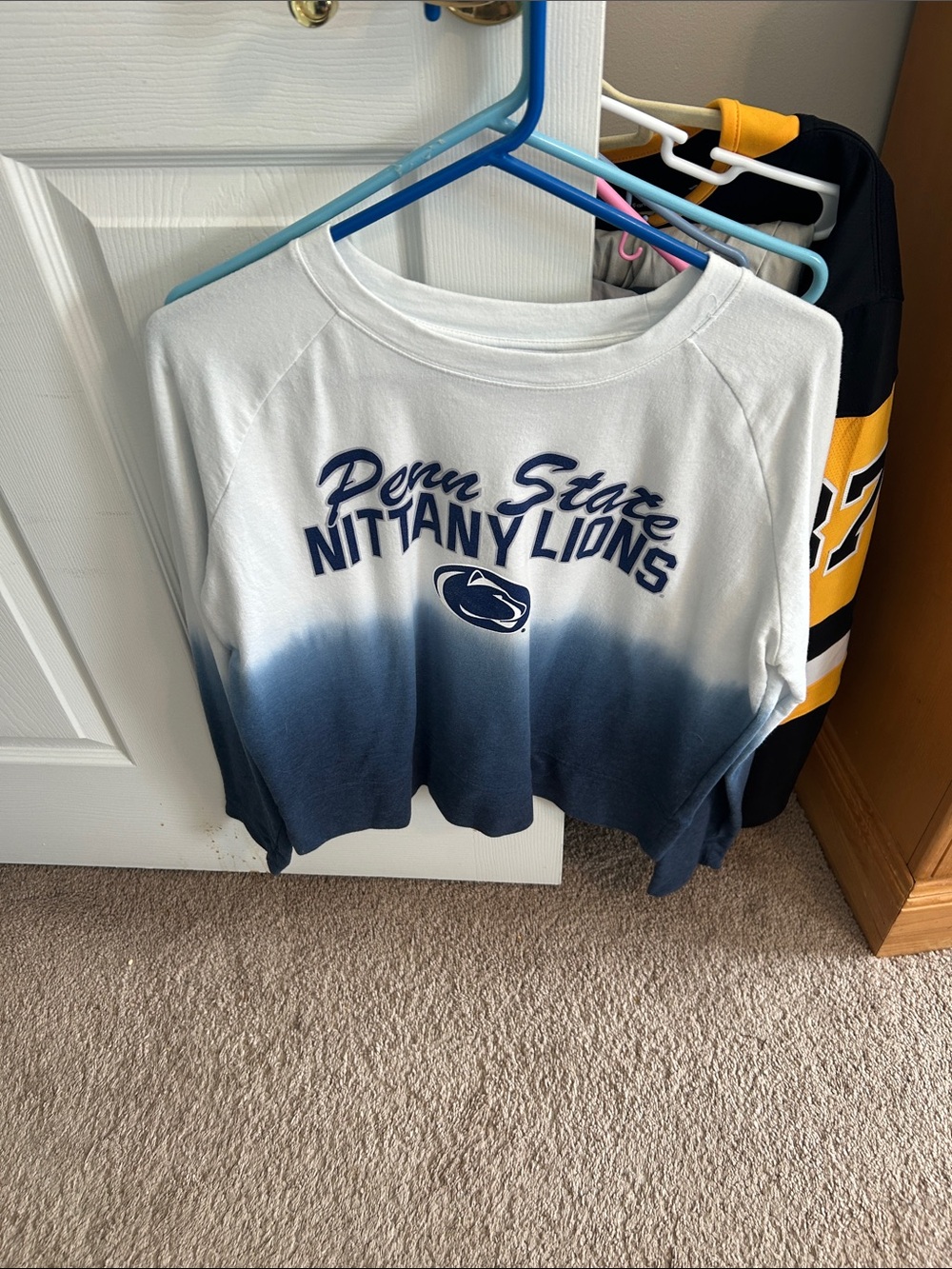 Penn State Nittany Lions Ombre Long Sleeve Tee - White & Navy